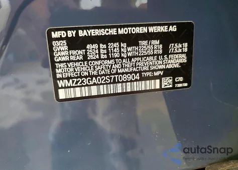 2025 Mini Countryman S All4 from USA, damaged, VIN WMZ23GA02S7T08904